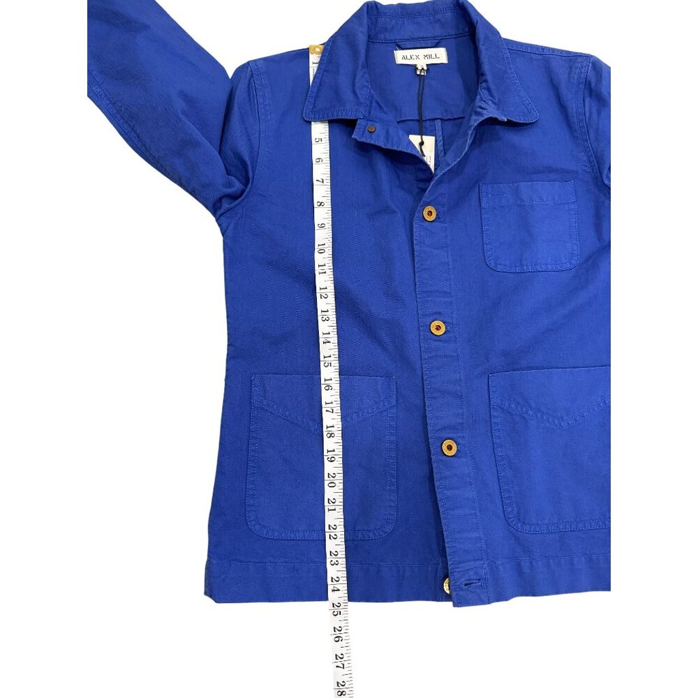 Alex Mill Herringbone Distressed Jacket Worker Chore Electric Blue Men Size S - Picture 11 of 13
